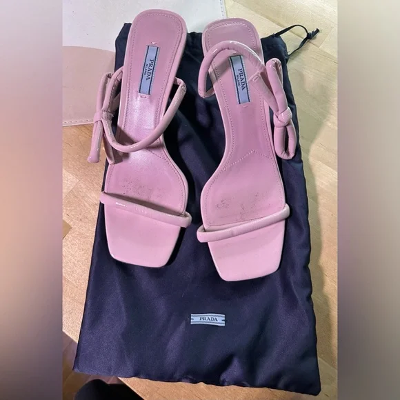Prada Calzature Donna Heeled Bow Tie Sandals - Picture 2 of 4